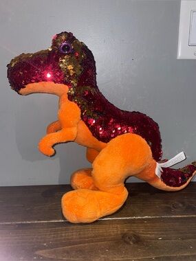 Adventure Planet Reversible Sequins T-Rex Dinosaur Plush Stuffed Animal